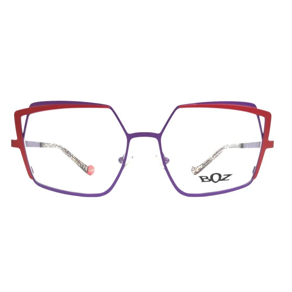 Boz Eyeglasses Frames OCTO 7530 Purple Red Matte Geometric Full Rim 53-16-140